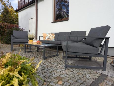 Aluminiowy zestaw mebli ogrodowych Vilde 5-miejscowy Grafitowy
