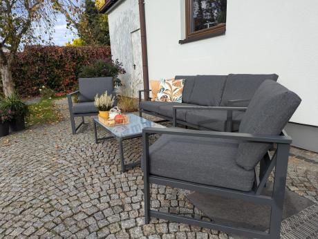 Aluminiowy zestaw mebli ogrodowych Vilde 5-miejscowy Grafitowy