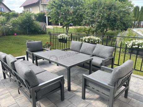 Aluminiowy zestaw mebli z wysokim stołem obiadowym Calamba Grande - Antracite