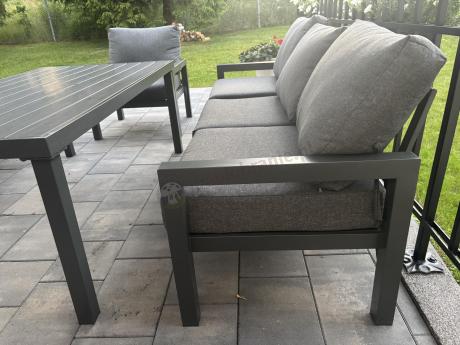 Aluminiowy zestaw mebli z wysokim stołem obiadowym Calamba Grande - Antracite