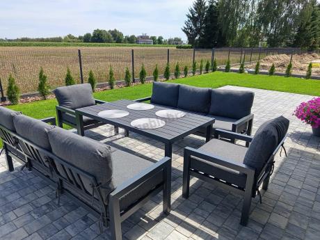 Aluminiowy zestaw mebli z wysokim stołem obiadowym Calamba Grande - Antracite