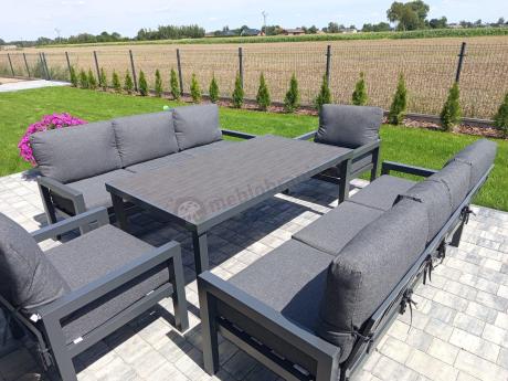 Aluminiowy zestaw mebli z wysokim stołem obiadowym Calamba Grande - Antracite