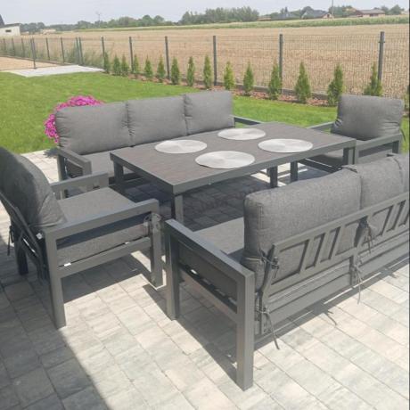 Aluminiowy zestaw mebli z wysokim stołem obiadowym Calamba Grande - Antracite