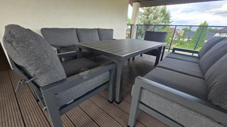 Aluminiowy zestaw mebli z wysokim stołem obiadowym Calamba Grande - Antracite
