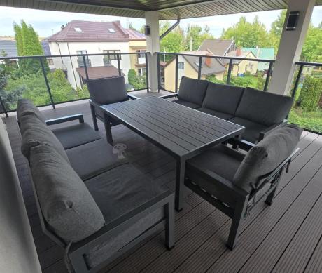 Aluminiowy zestaw mebli z wysokim stołem obiadowym Calamba Grande - Antracite