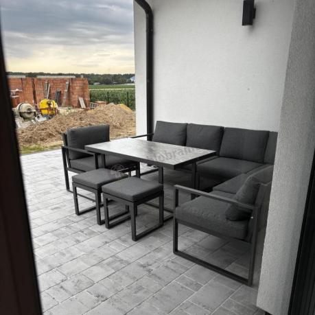 Aluminiowy zestaw ogrodowy z modułowym narożnikiem Kari grafitowy