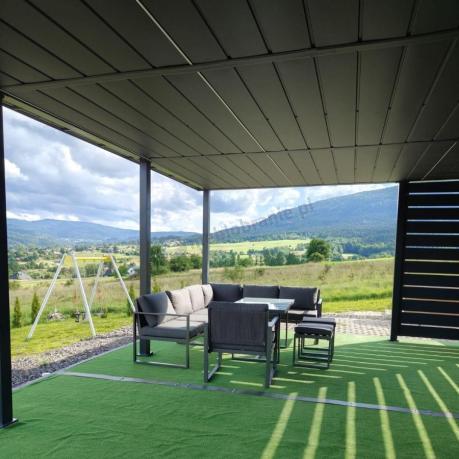 Aluminiowy zestaw ogrodowy z modułowym narożnikiem Kari grafitowy