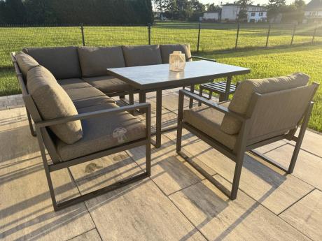 Aluminiowy zestaw ogrodowy z modułowym narożnikiem Kari grafitowy