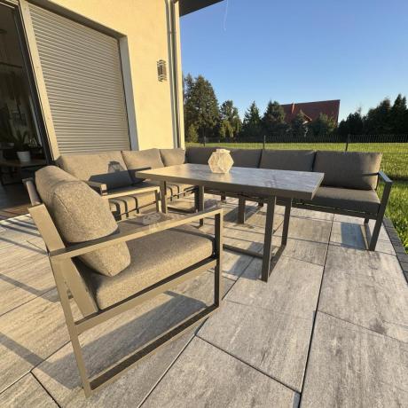 Aluminiowy zestaw ogrodowy z modułowym narożnikiem Kari grafitowy