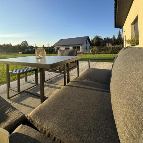 Aluminiowy zestaw ogrodowy z modułowym narożnikiem Kari grafitowy