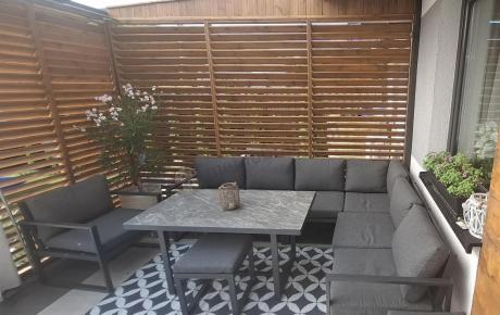 Aluminiowy zestaw ogrodowy z modułowym narożnikiem Kari grafitowy