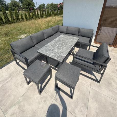 Aluminiowy zestaw ogrodowy z modułowym narożnikiem Kari grafitowy