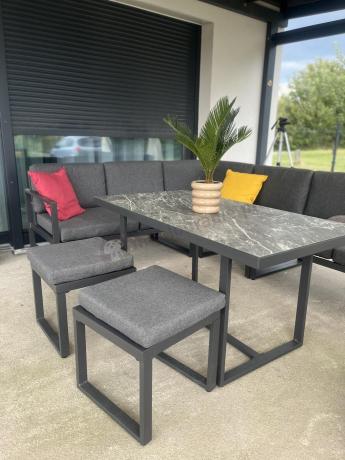 Aluminiowy zestaw ogrodowy z modułowym narożnikiem Kari grafitowy