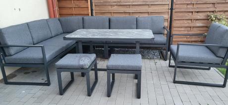 Aluminiowy zestaw ogrodowy z modułowym narożnikiem Kari grafitowy