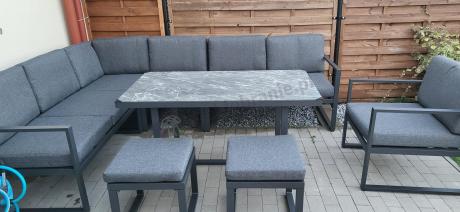 Aluminiowy zestaw ogrodowy z modułowym narożnikiem Kari grafitowy