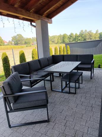 Aluminiowy zestaw ogrodowy z modułowym narożnikiem Kari grafitowy
