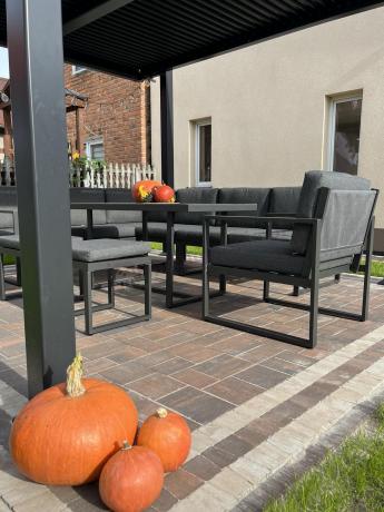 Aluminiowy zestaw ogrodowy z modułowym narożnikiem Kari grafitowy
