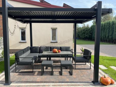 Aluminiowy zestaw ogrodowy z modułowym narożnikiem Kari grafitowy