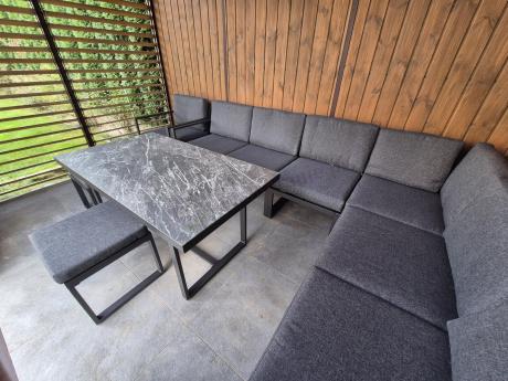 Aluminiowy zestaw ogrodowy z modułowym narożnikiem Kari grafitowy