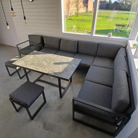 Aluminiowy zestaw ogrodowy z modułowym narożnikiem Kari grafitowy