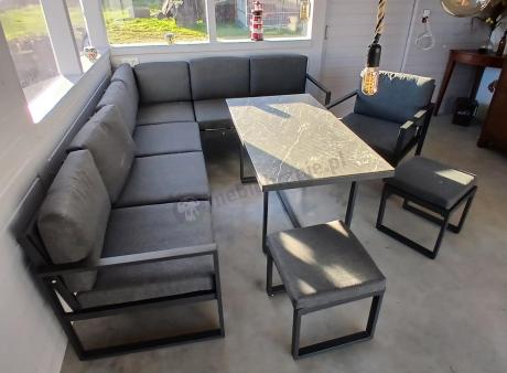 Aluminiowy zestaw ogrodowy z modułowym narożnikiem Kari grafitowy