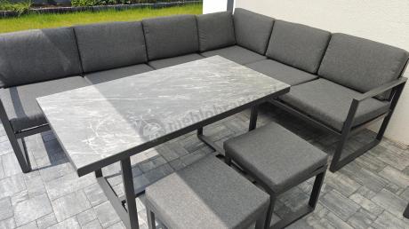 Aluminiowy zestaw ogrodowy z modułowym narożnikiem Kari grafitowy