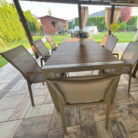 Aluminiowy zestaw stół i krzesła dla 8 osób Tanami Marla Taupe