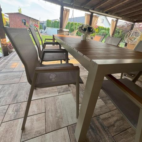 Aluminiowy zestaw stół i krzesła dla 8 osób Tanami Marla Taupe