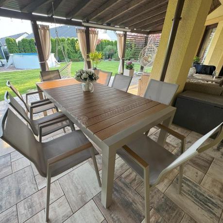 Aluminiowy zestaw stół i krzesła dla 8 osób Tanami Marla Taupe