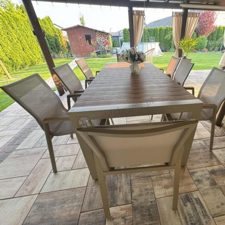 Aluminiowy zestaw stół i krzesła dla 8 osób Tanami Marla Taupe