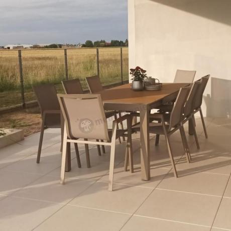 Aluminiowy zestaw stół i krzesła dla 8 osób Tanami Marla Taupe