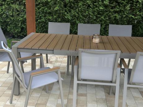 Aluminiowy zestaw stół i krzesła dla 8 osób Tanami Marla Taupe