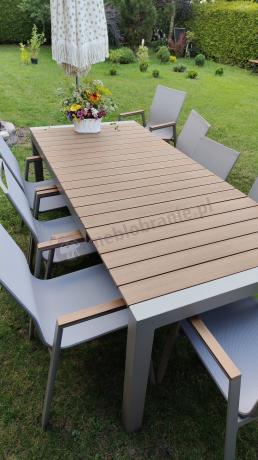 Aluminiowy zestaw stół i krzesła dla 8 osób Tanami Marla Taupe
