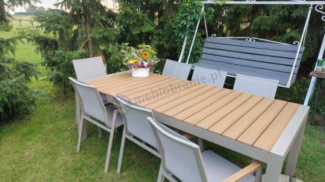 Aluminiowy zestaw stół i krzesła dla 8 osób Tanami Marla Taupe