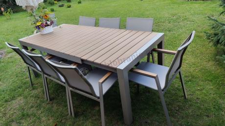 Aluminiowy zestaw stół i krzesła dla 8 osób Tanami Marla Taupe