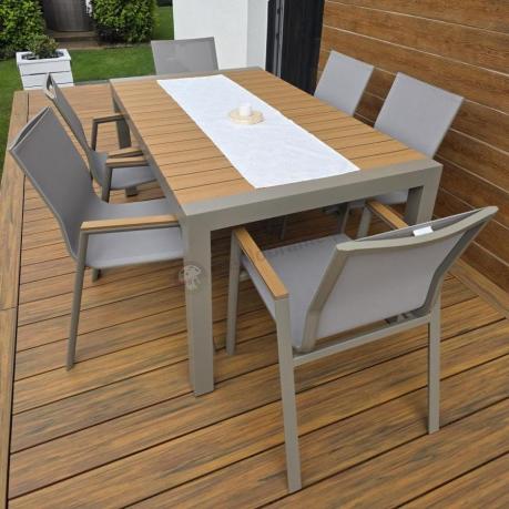 Aluminiowy zestaw stół i krzesła dla 8 osób Tanami Marla Taupe