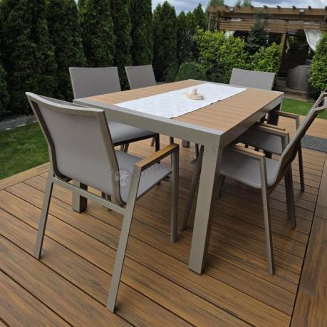 Aluminiowy zestaw stół i krzesła dla 8 osób Tanami Marla Taupe