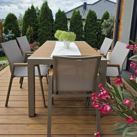 Aluminiowy zestaw stół i krzesła dla 8 osób Tanami Marla Taupe