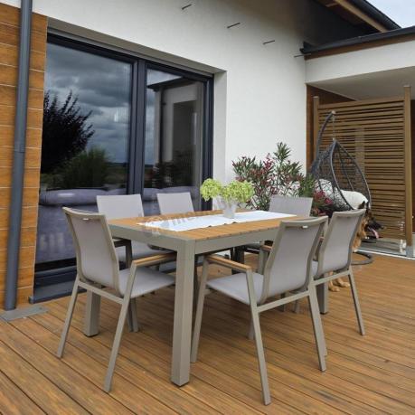 Aluminiowy zestaw stół i krzesła dla 8 osób Tanami Marla Taupe