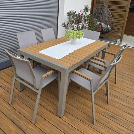 Aluminiowy zestaw stół i krzesła dla 8 osób Tanami Marla Taupe