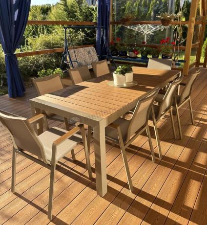 Aluminiowy zestaw stół i krzesła dla 8 osób Tanami Marla Taupe