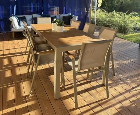 Aluminiowy zestaw stół i krzesła dla 8 osób Tanami Marla Taupe