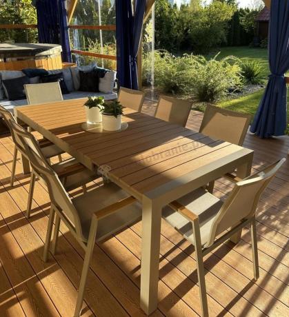 Aluminiowy zestaw stół i krzesła dla 8 osób Tanami Marla Taupe