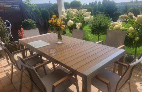 Aluminiowy zestaw stół i krzesła dla 8 osób Tanami Marla Taupe