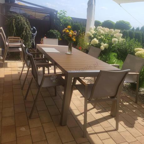 Aluminiowy zestaw stół i krzesła dla 8 osób Tanami Marla Taupe