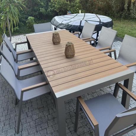 Aluminiowy zestaw stół i krzesła dla 8 osób Tanami Marla Taupe