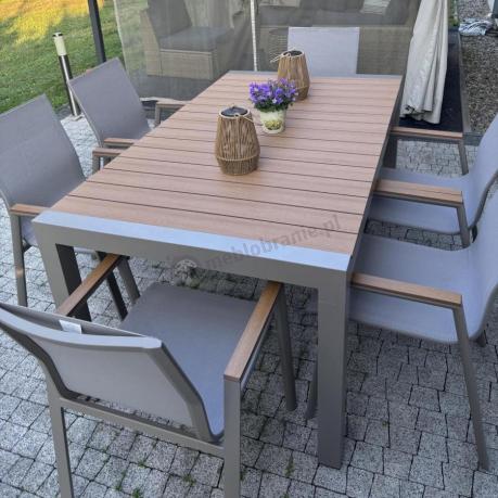 Aluminiowy zestaw stół i krzesła dla 8 osób Tanami Marla Taupe