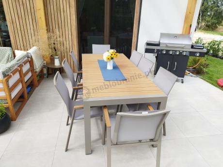 Aluminiowy zestaw stół i krzesła dla 8 osób Tanami Marla Taupe