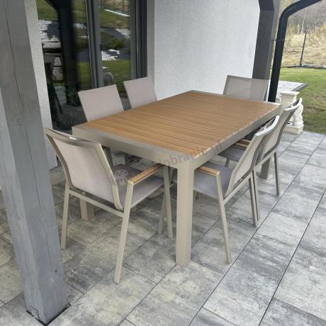 Aluminiowy zestaw stół i krzesła dla 8 osób Tanami Marla Taupe