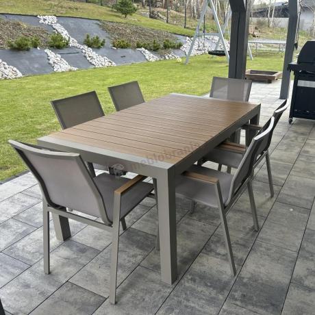 Aluminiowy zestaw stół i krzesła dla 8 osób Tanami Marla Taupe